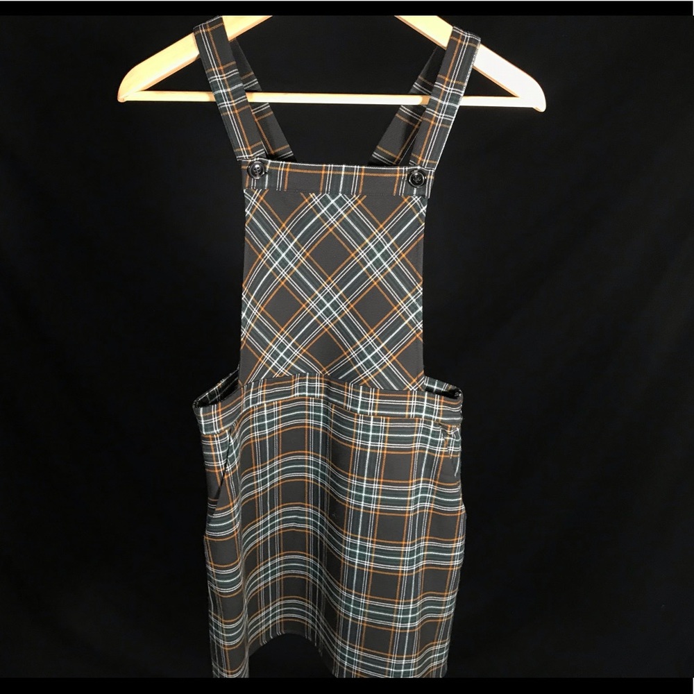 Forever21 plaid overall pinafore dress